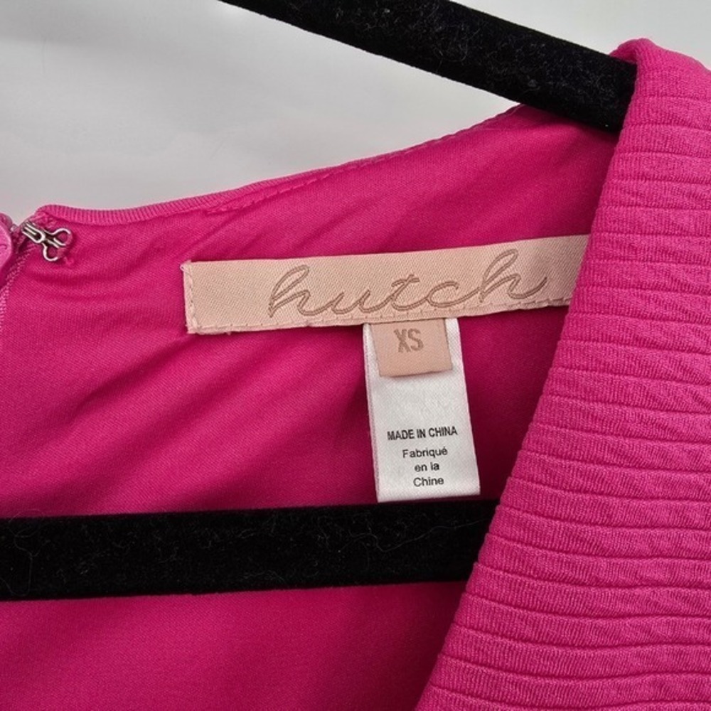 Anthropologie Hutch Pink Fit and Flare Dress V-Neck Short Sleeve Party Dress XS - Picture 5 of 9
